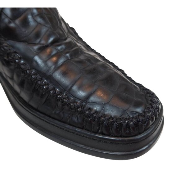 STUART WEITZMAN Y2K Embossed Croc Black Leather Driving Loafers Womens Size 8.5 - Picture 6 of 9